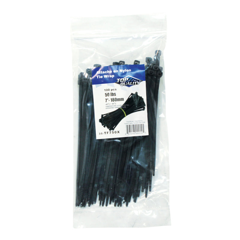 ITL NYLON CABLE TIES BLACK 7' (QTY 100) 4303010