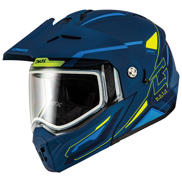 GMAX MD74 SPECTRE MODULAR FULL FACE SNOW HELMET 2XL BLUE/HI-VISIBILITY DOUBLE LENS M6742188