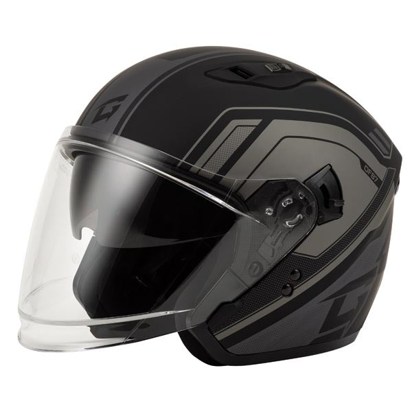 GMAX OF-87 SOLID OPEN FACE HELMET MEDIUM BLACK/SILVER O1287505