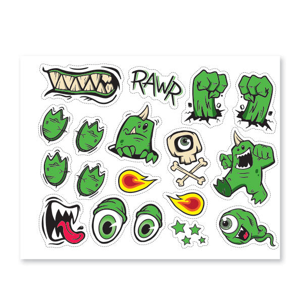 GMAX GM49Y ALIEN YOUTH FULL FACE HELMET STICKER KIT GREEN 499-0203