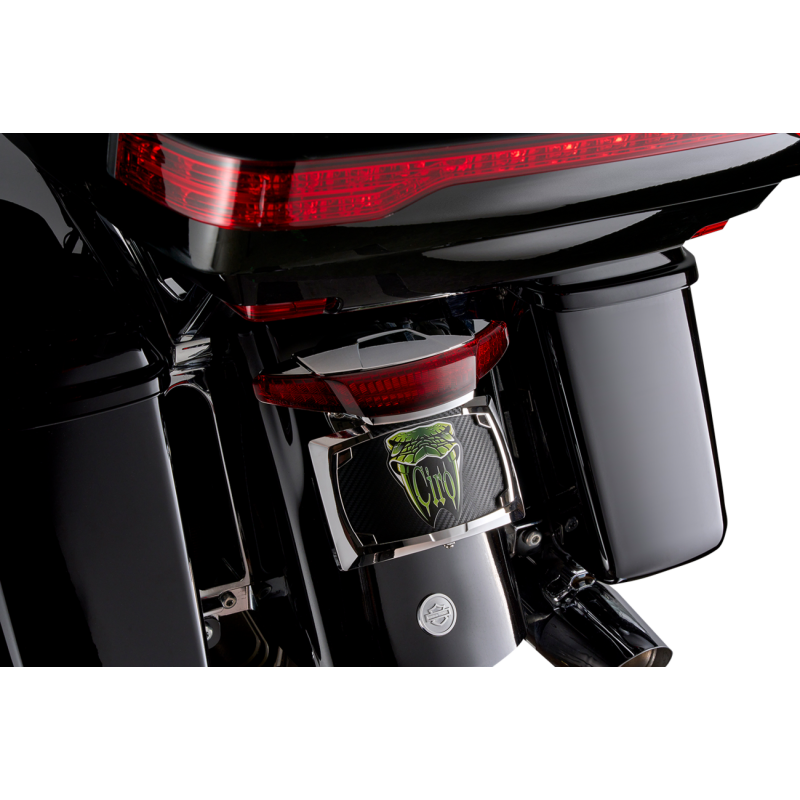 CIRO LLC TAILIGHT/LICENSE PLATE MOUNT - RED LENS - CHROME 40473