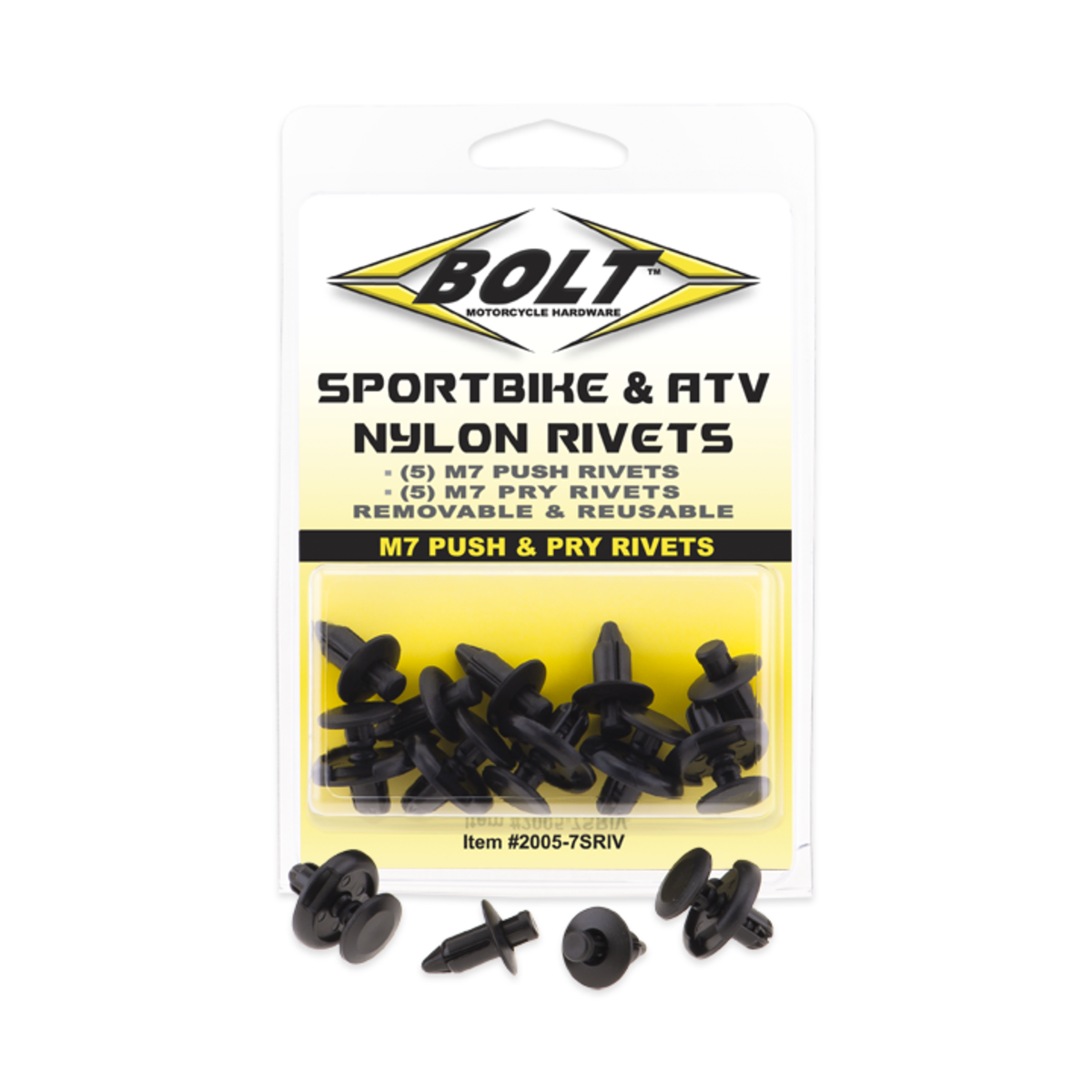 BOLT M7 NYLON PUSH & PRY RIVETS (10) 2005-7SRIV