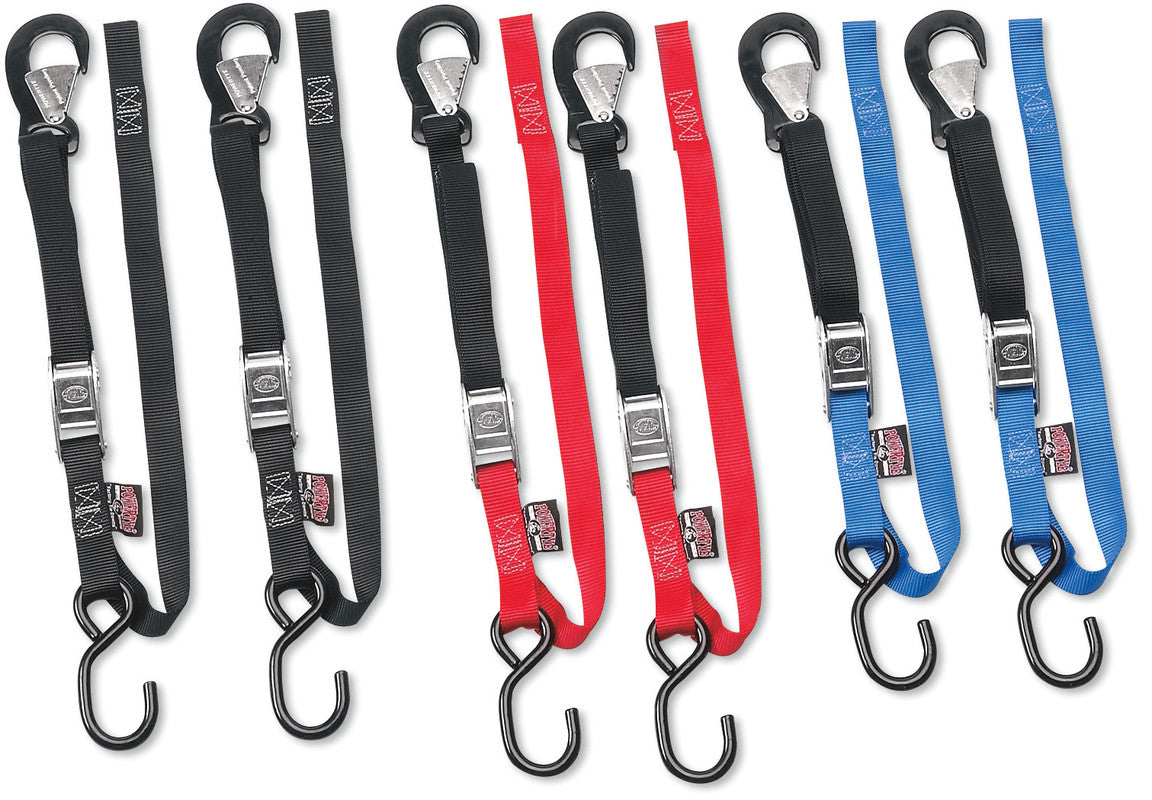 POWERTYE MFG. 1" SOFT TYE TIE DOWNS W/ S/HOOKS BLACK 23622-S