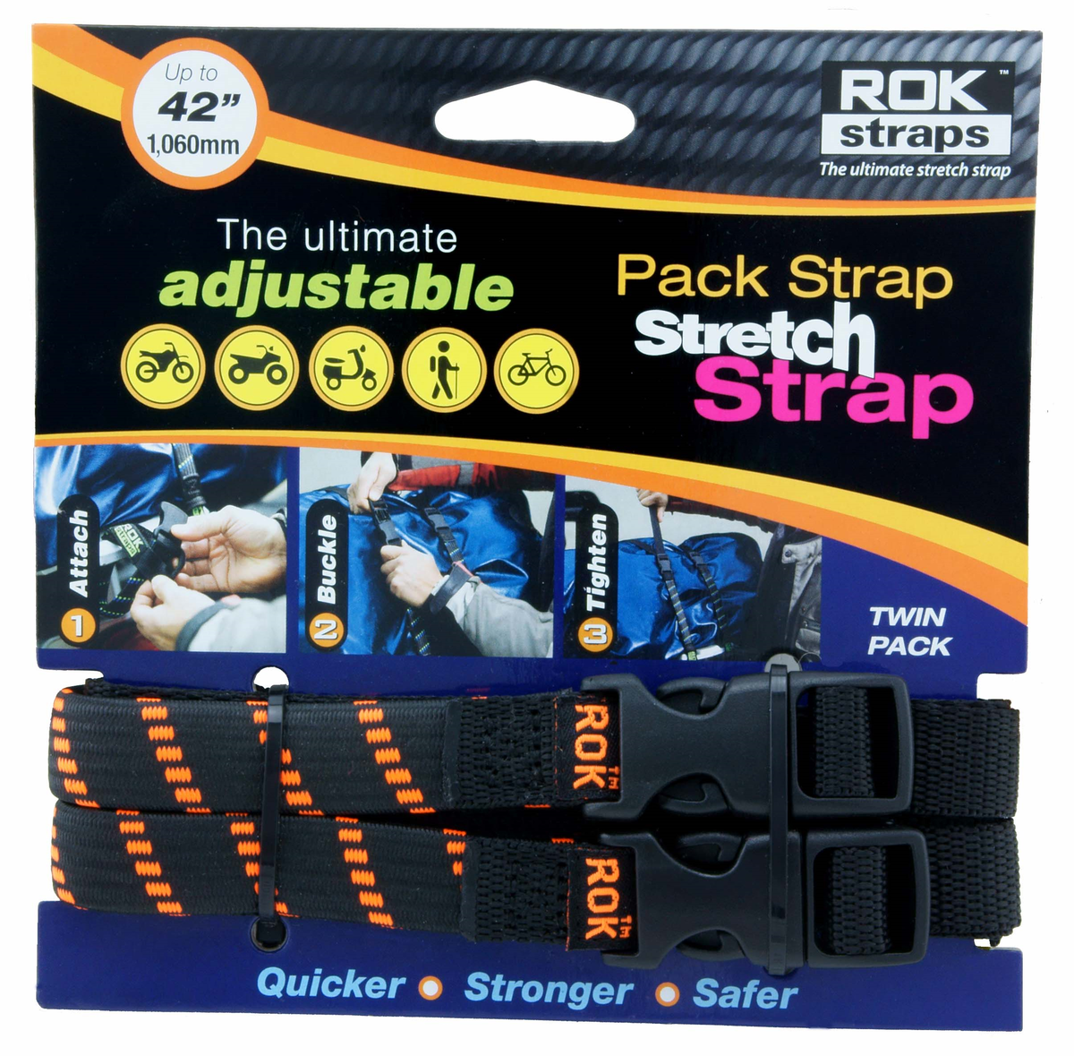 ROK STRAPS MED-DUTY BLK/ORG 42 X 5/8 ROK STRAP 48