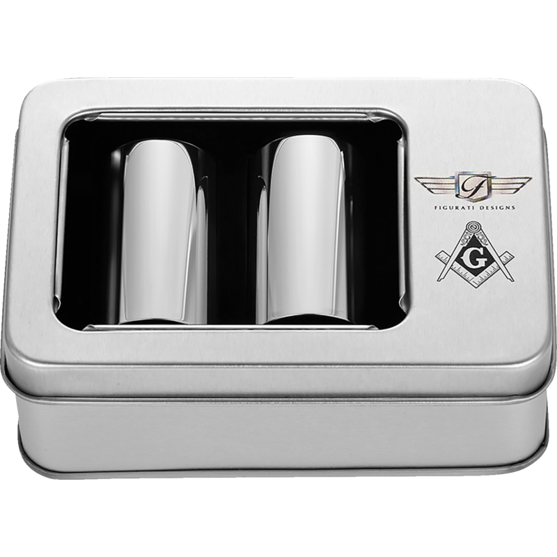 FIGURATI DESIGNS ND MAG DOCKING COVERS SILVER WITH MASONIC 25.2X46.5MM FD42-DC-25.2/46.5-SS