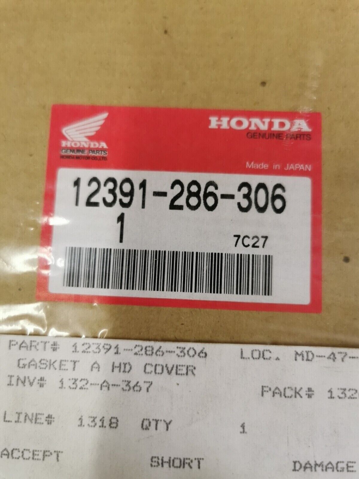 NOS HONDA CB350 CL350 SL350 Cylinder Head Gasket 12391-286-306 H49
