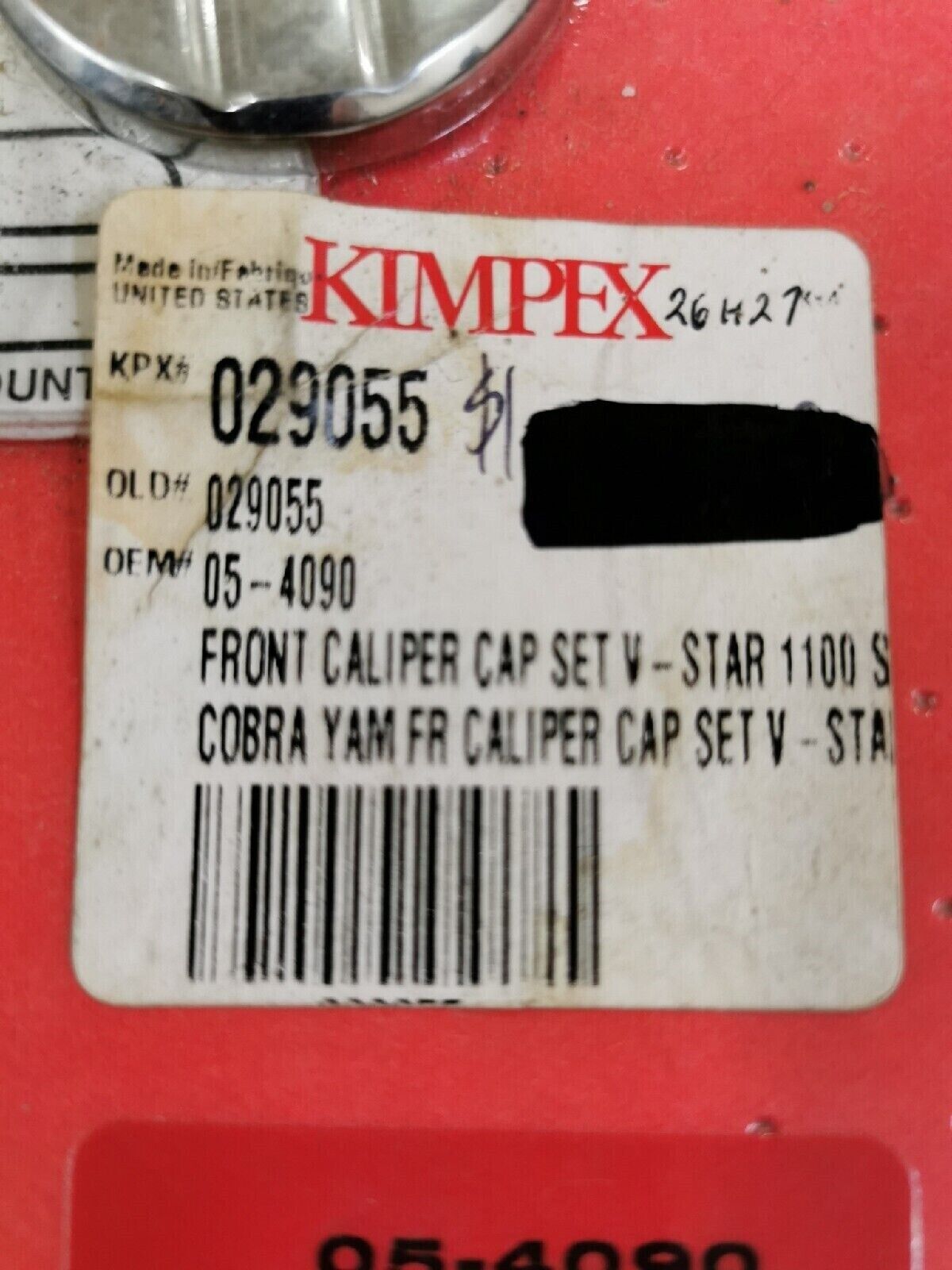 NOS COBRA    V-STAR 1100   Front Swept Brake Caliper Caps  05-4090  J11