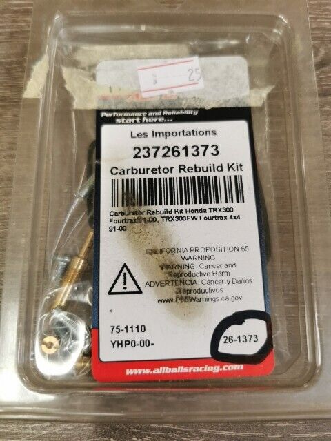NOS ALL BALLS TRX300 Fourtrax TRX300FW CARBURETOR REBUILD KIT 26-1373 J53