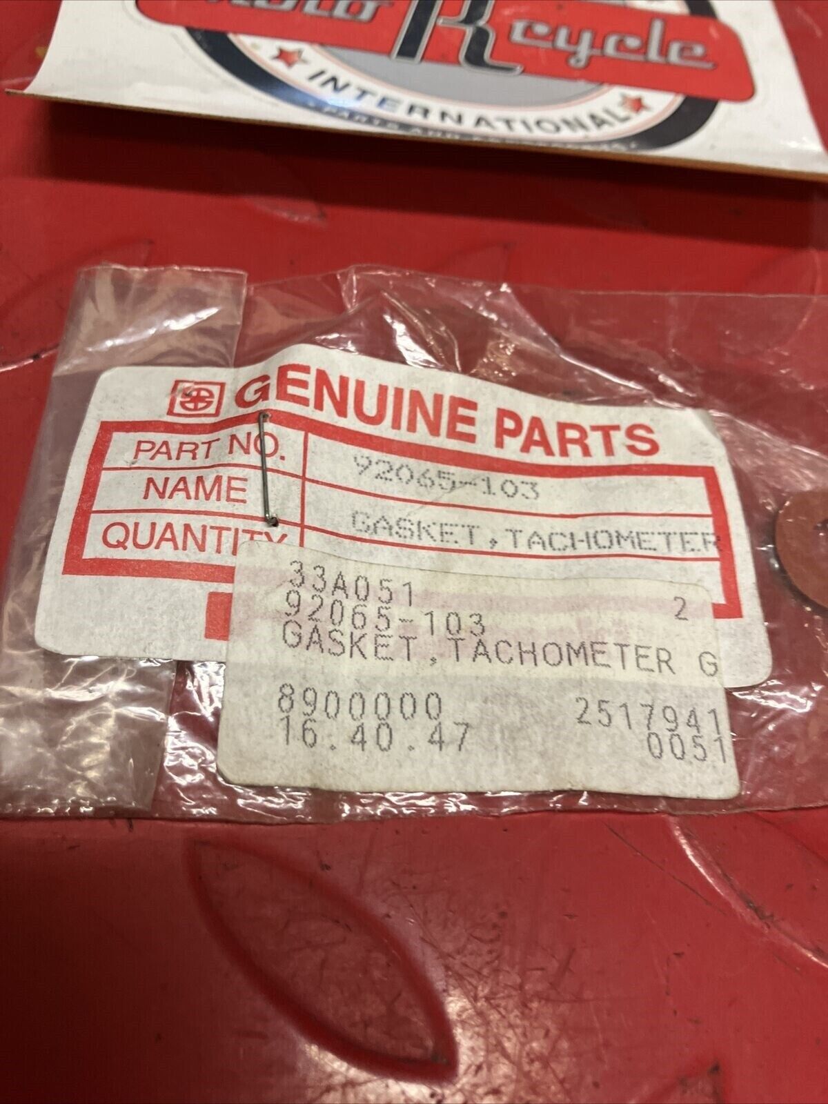 NOS KAWASAKI TACHOMETER GEAR GASKET 92065-103 K17
