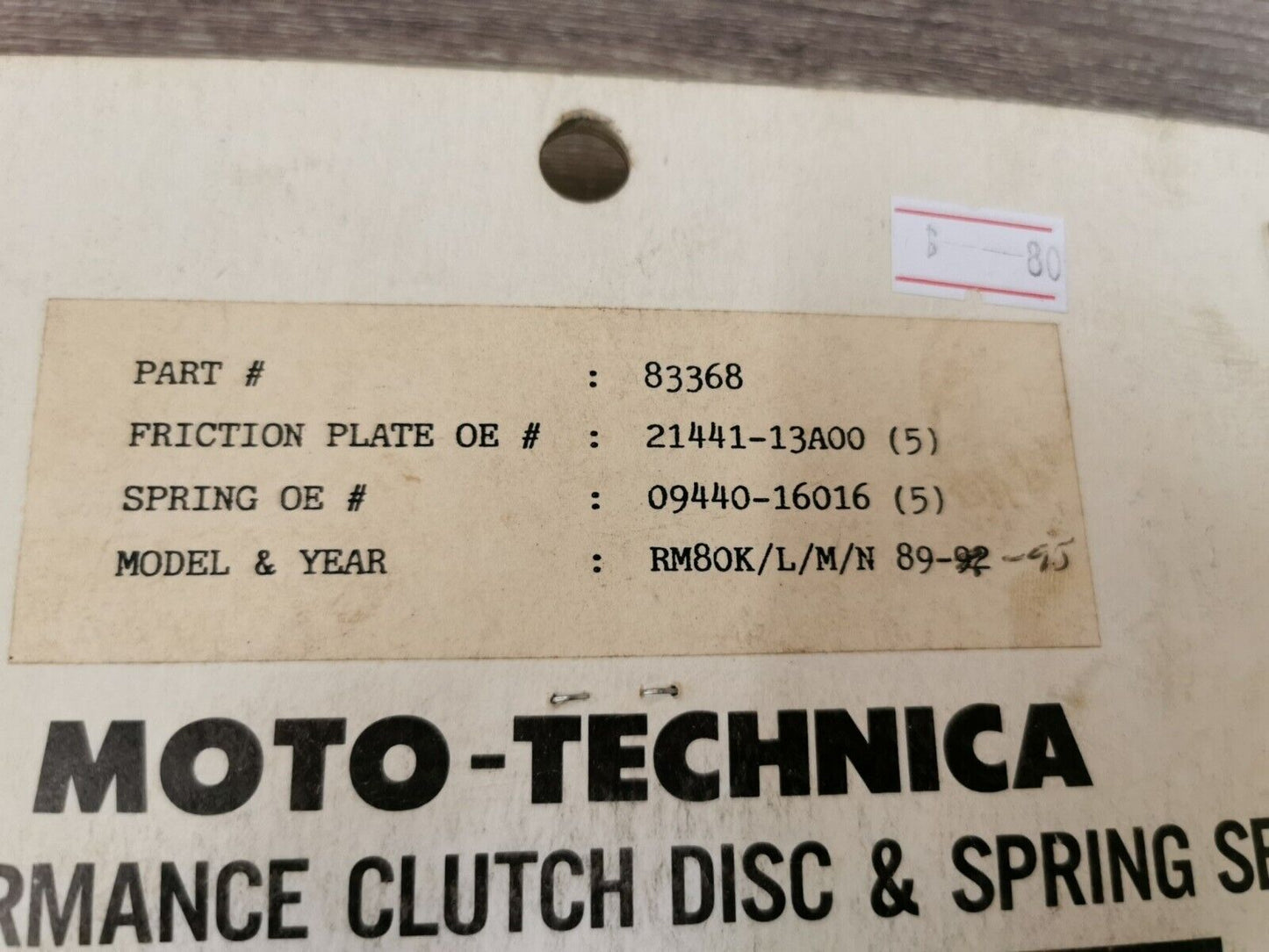 NOS MOTO-TECHNICA RM80K L M N 1989 - 1995 CLUTCH DISC SPRING SET 83368 J25