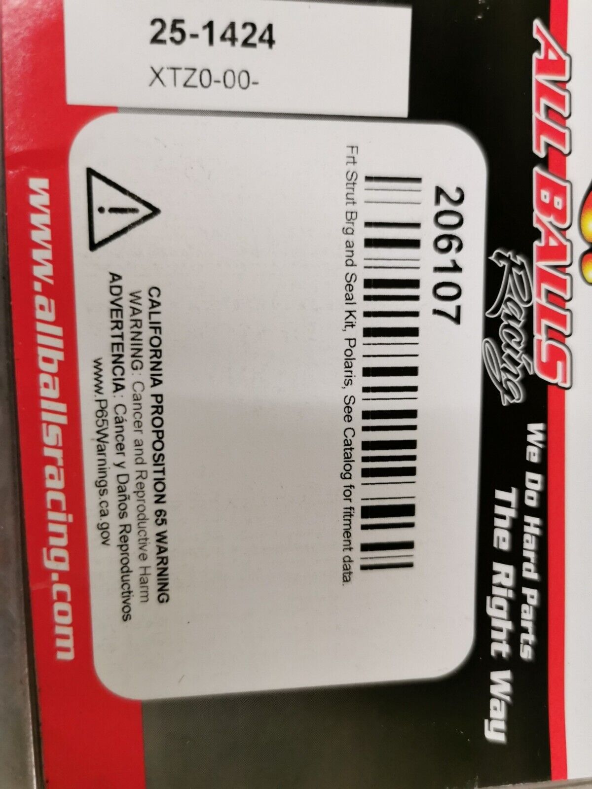 NOS ALL BALLS RTV400 RTV500 Polaris Wheel Bearing Kit Front 25-1424 J52