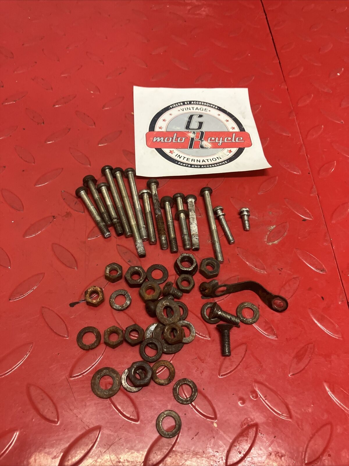 Suzuki TS125 1977 engine motor crankcase cover cylinder head hardware nut bolt