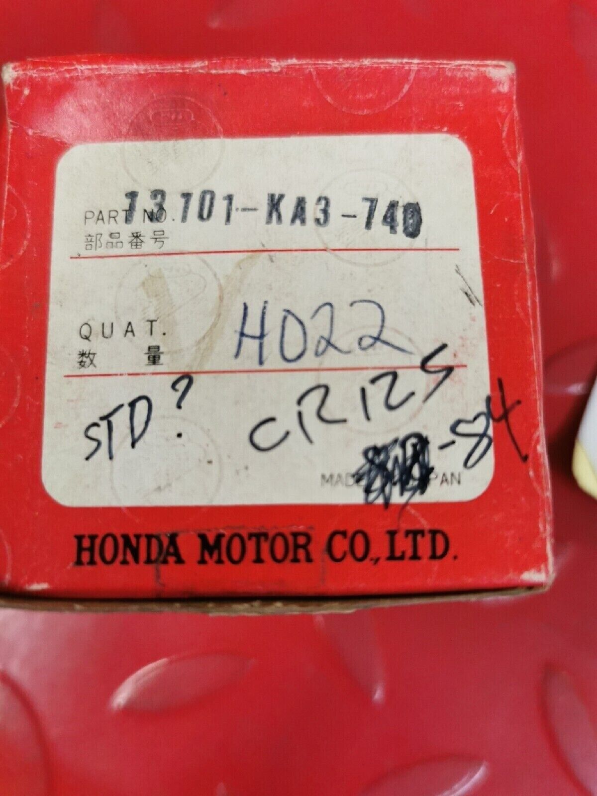 NOS HONDA CR125R 1982 - 1984 PISTON STD 13101-KA3-740 H38