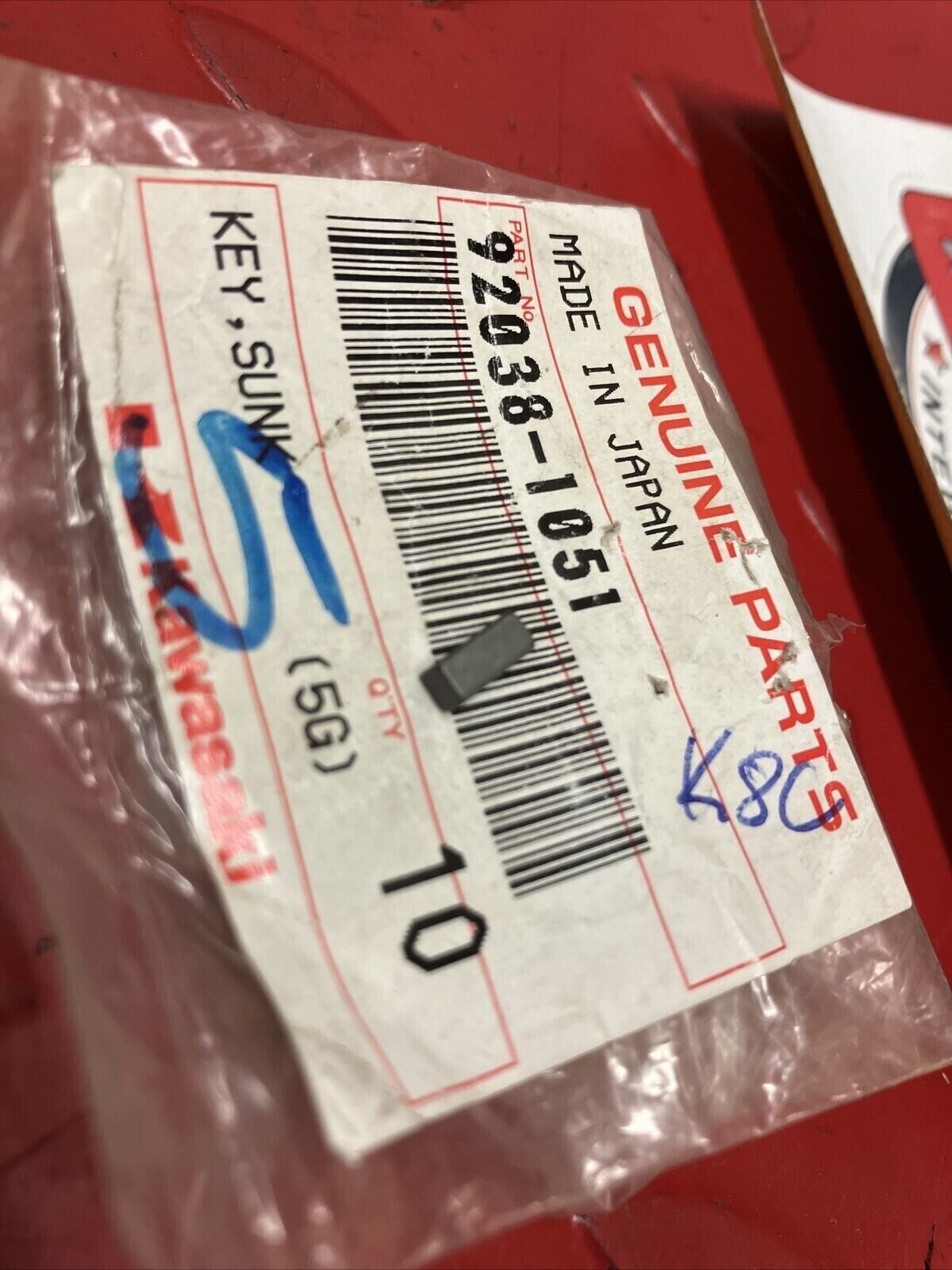 NOS KAWASAKI SUNK KEY 92038-1051 K13