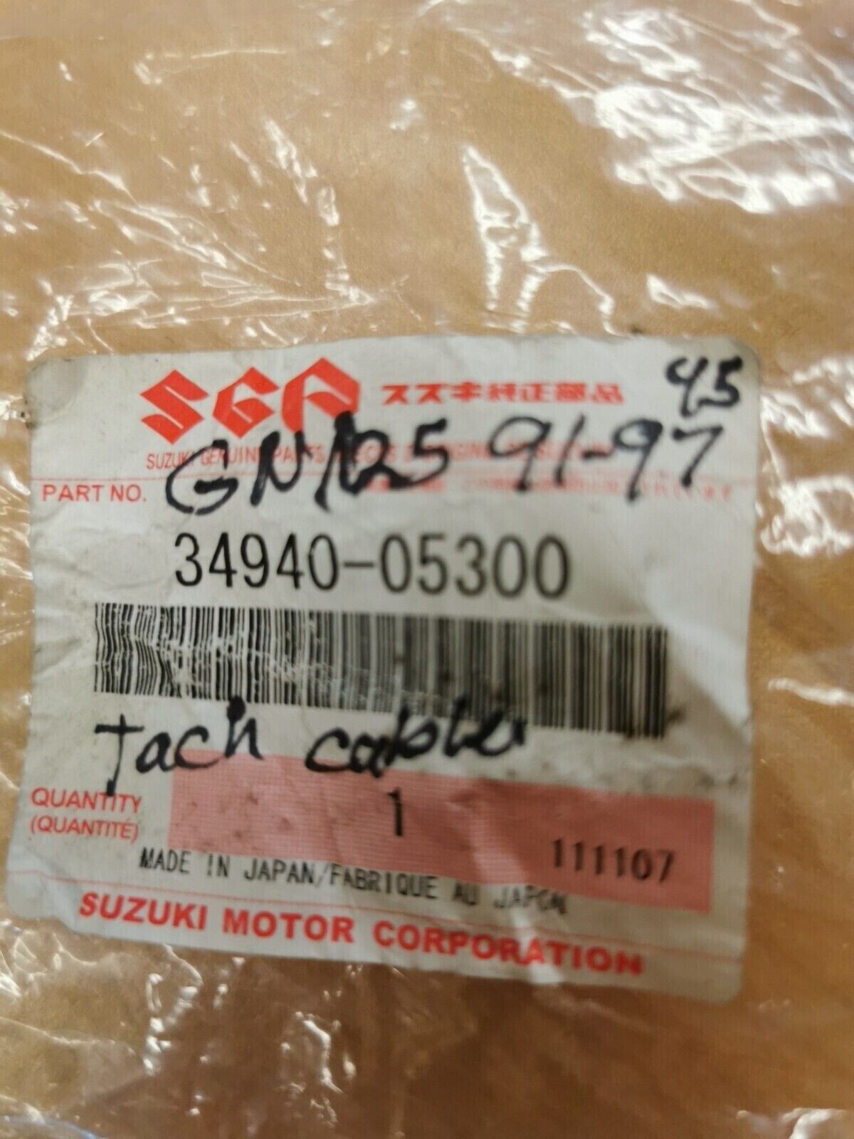 NOS SUZUKI GN125 1991 - 1997 CABLE ASSY TACHOMETER 34940-05300 S9