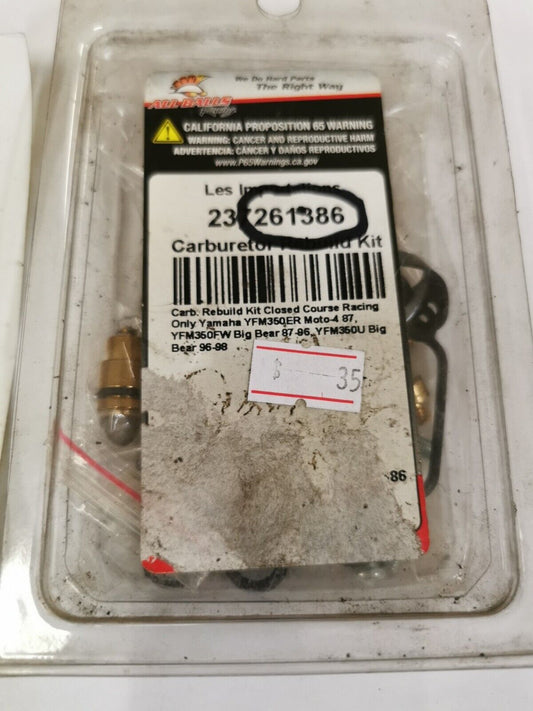 NOS ALL BALLS YFM350ER YFM350FW YFM350U CARBURETOR REBUILD KIT 26-1386 J52