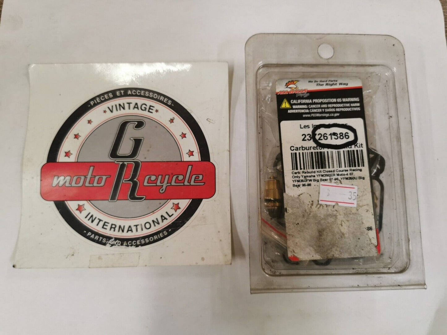 NOS ALL BALLS YFM350ER YFM350FW YFM350U CARBURETOR REBUILD KIT 26-1386 J52