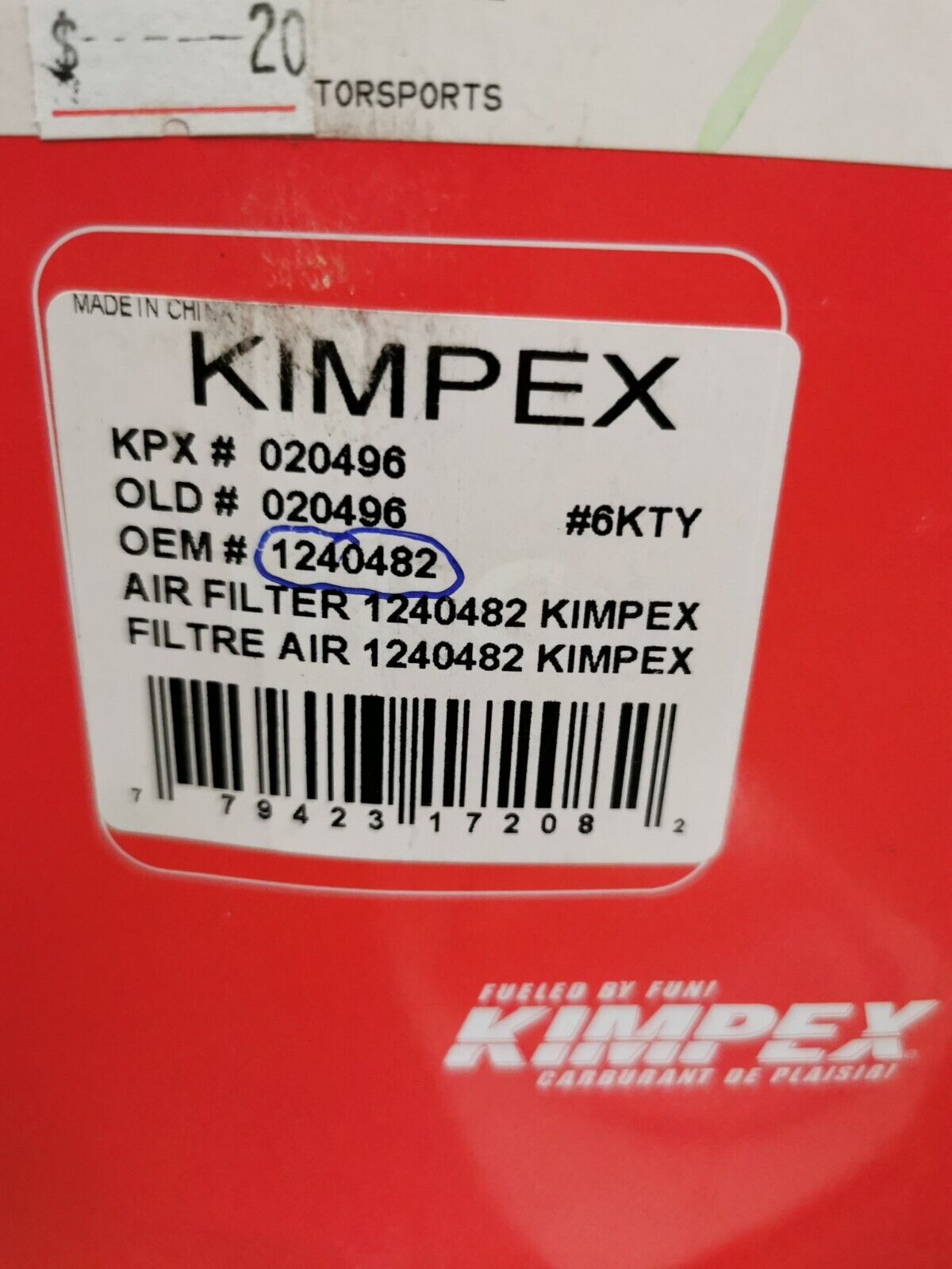 NOS KIMPEX Fits Polaris RANGER RZR800 800XP  AIR FILTER 1240482 J40