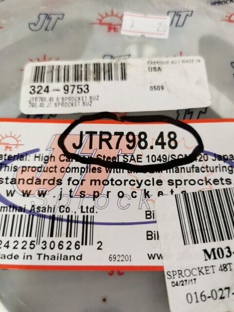 NOS JT RM80 RM85L RM85 YZ80 YZ85 Steel Rear Sprocket 48T JTR798.48 J56