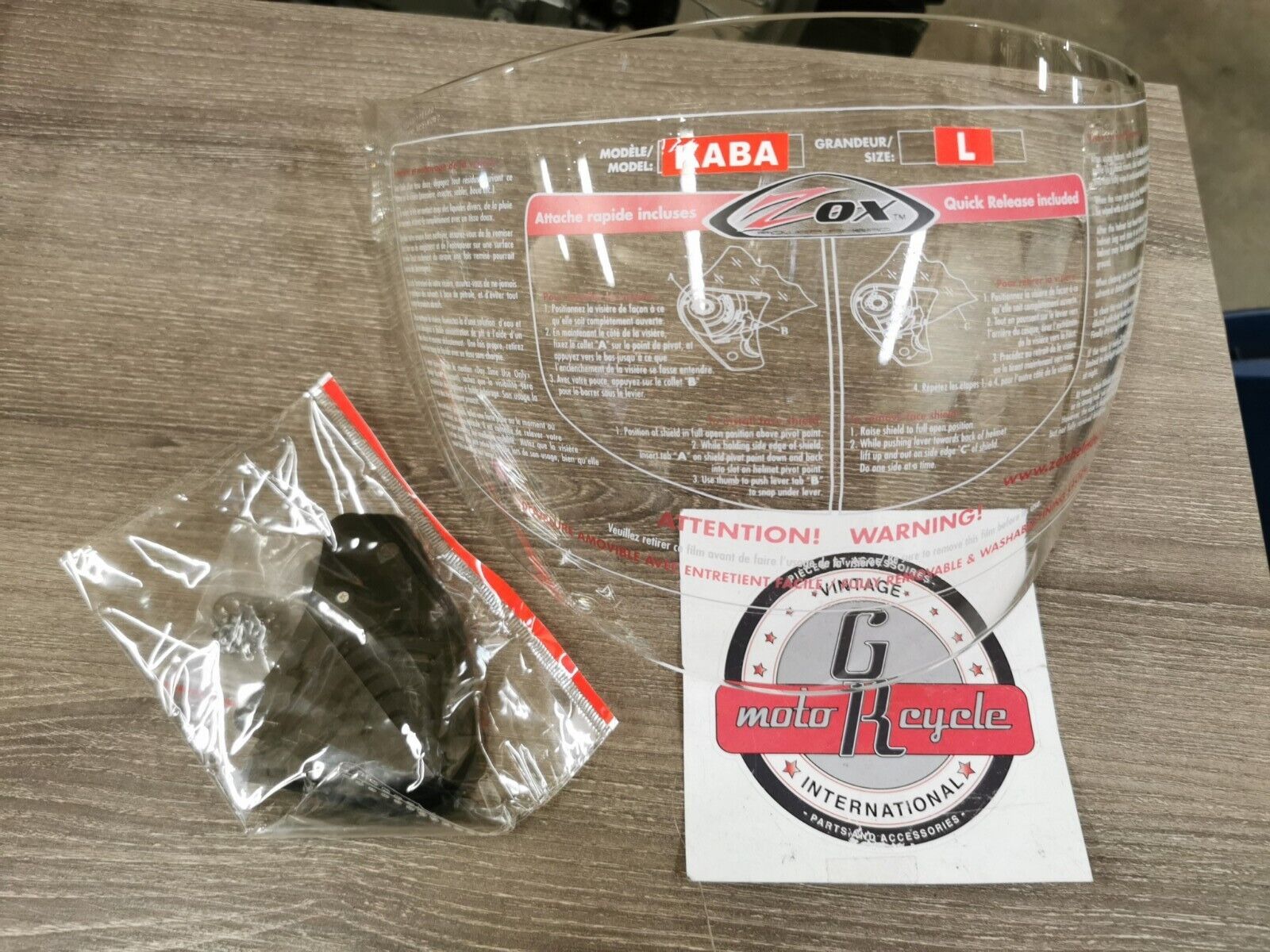 NOS ZOX Full Face Shield MODEL KABA SIZE LARGE  86-90007 J37