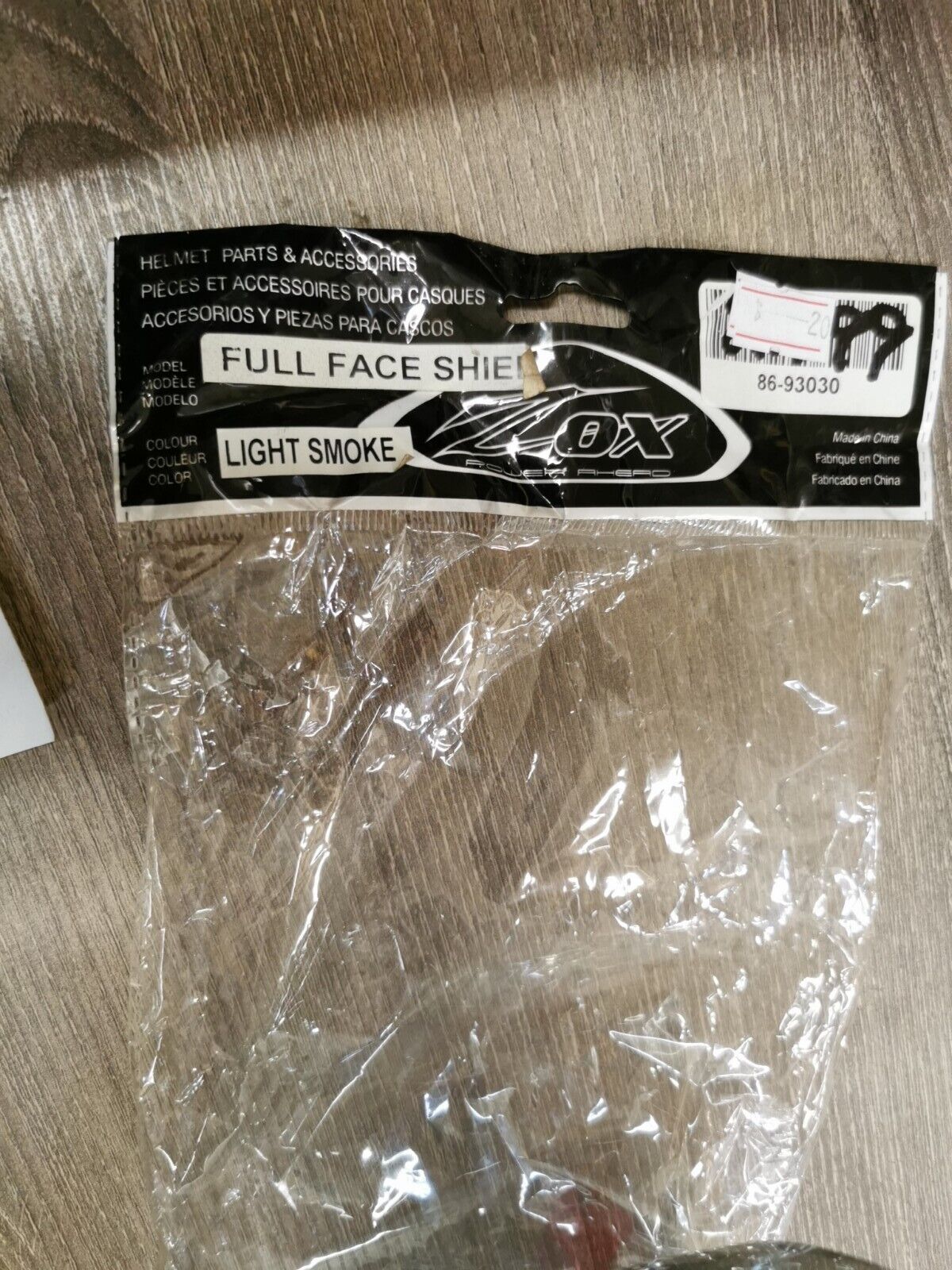 NOS ZOX Full Face Shield LIGHT SMOKE 86-93003 J37