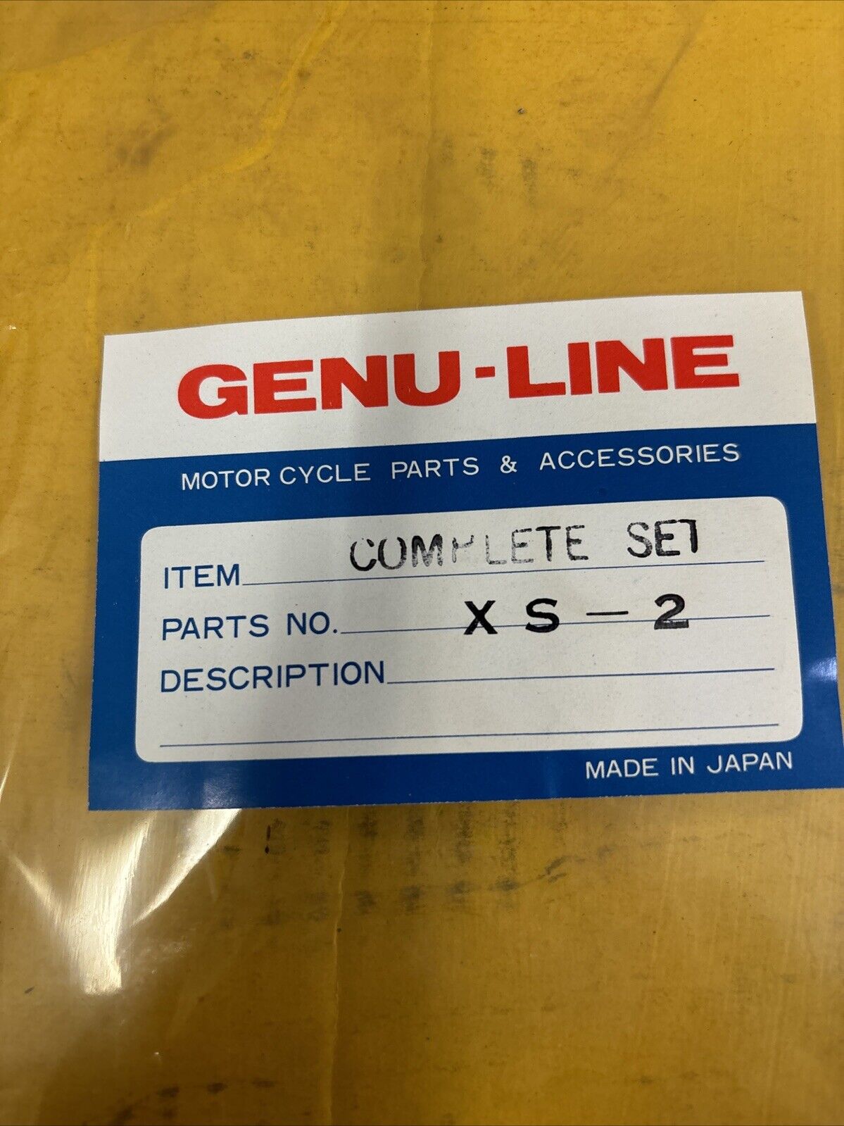 NOS GENU-LINE XS2 GASKET KIT INCOMPLETE 12-204 J63