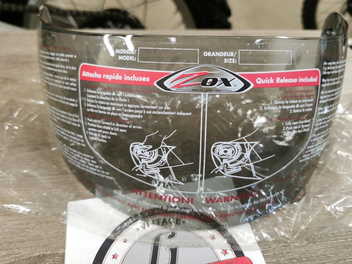 NOS ZOX Full Face Shield LIGHT SMOKE 86-93003 J37