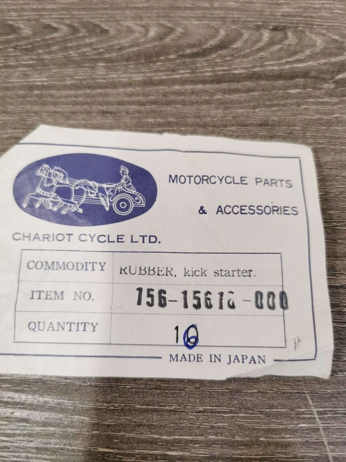NOS CHARIO CYCLE RUBBER KICK STARTER 156-15618-000 SUB 156-15618-01-00 J23