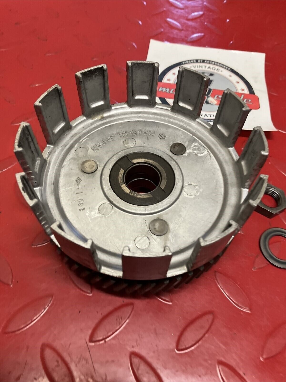 Suzuki RV125 1973 clutch basket hub pressure plate assembly