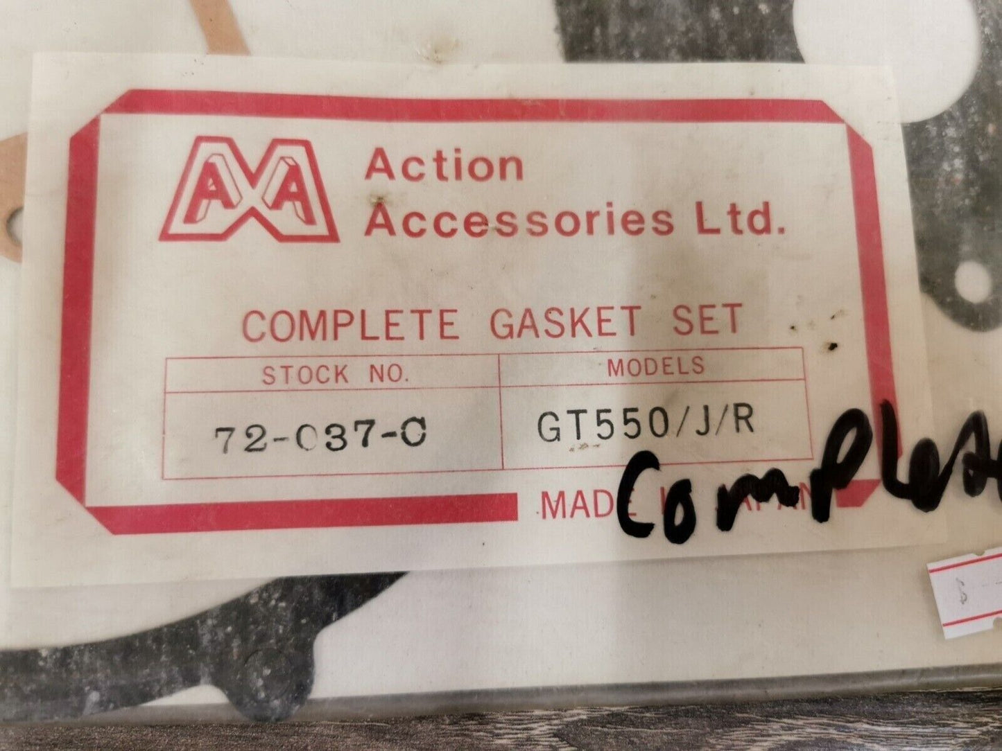 NOS ACTION ACCESSORIES Suzuki GT550 COMPLETE GASKET SET 72-037-C J28