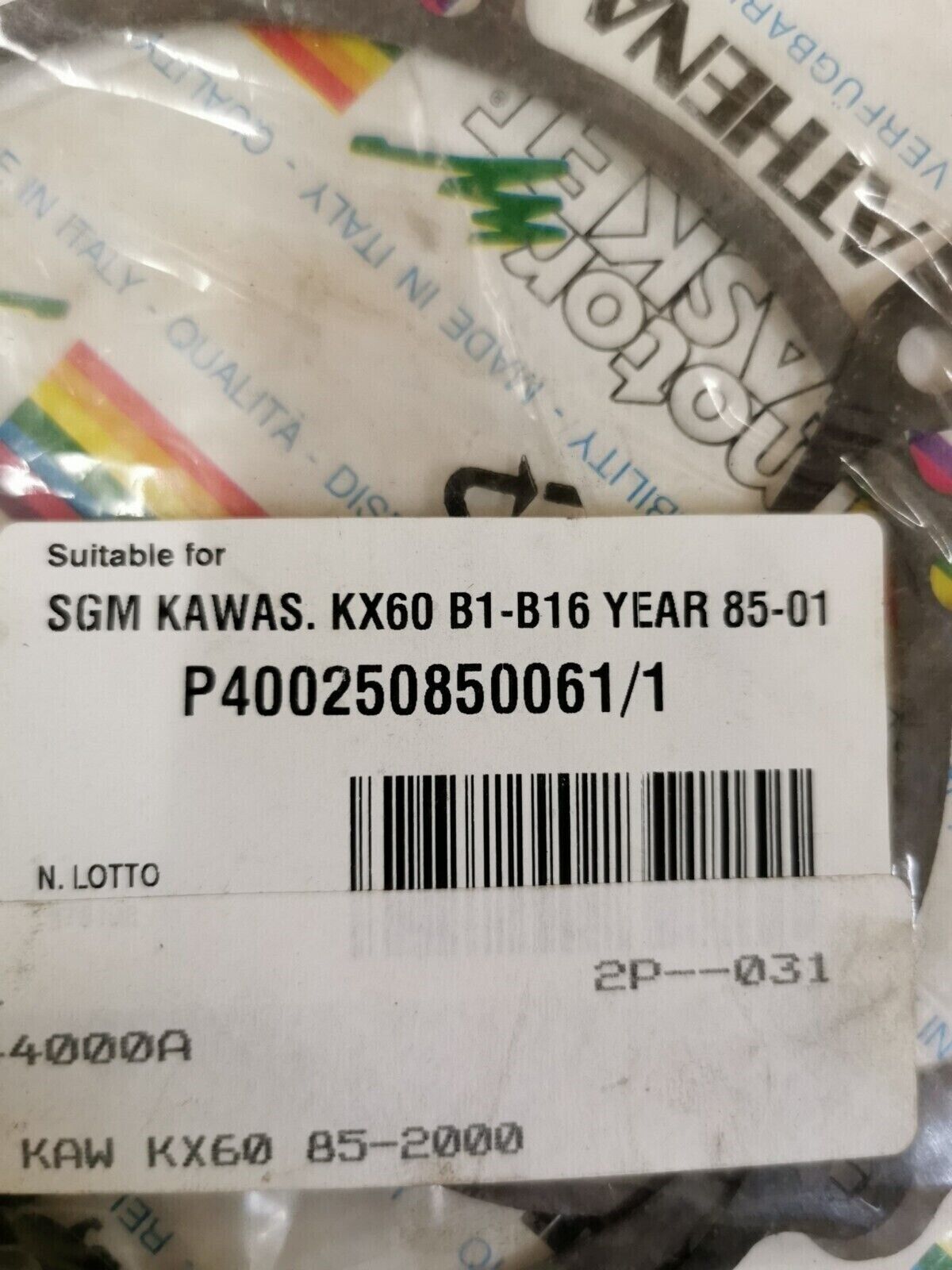 NOS ATHENA KAWASAKI KX 1985 - 2001 INCOMPLETE Engine Gasket P400250850061/1 J28