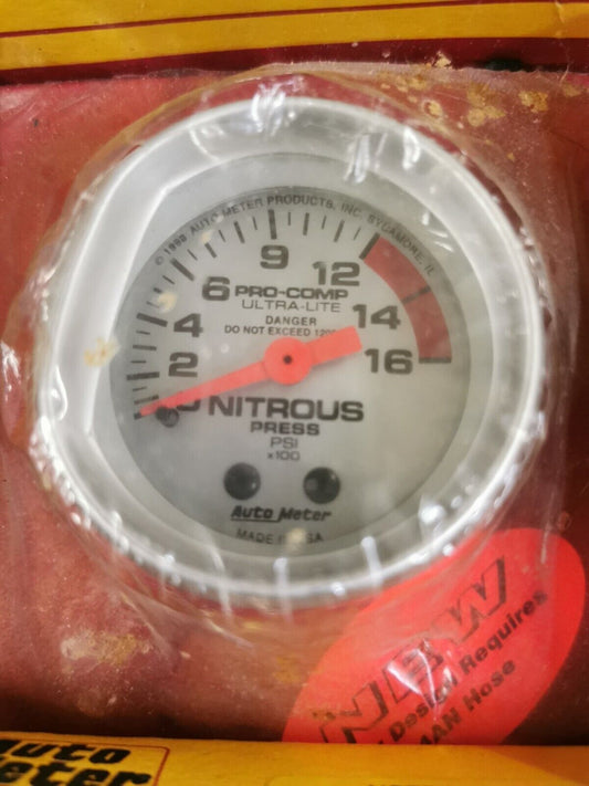 NOS AUTO METER NITROUS PRESSURE ULTRA-LITE 2 1/16 in 2000PSI 4328 J31