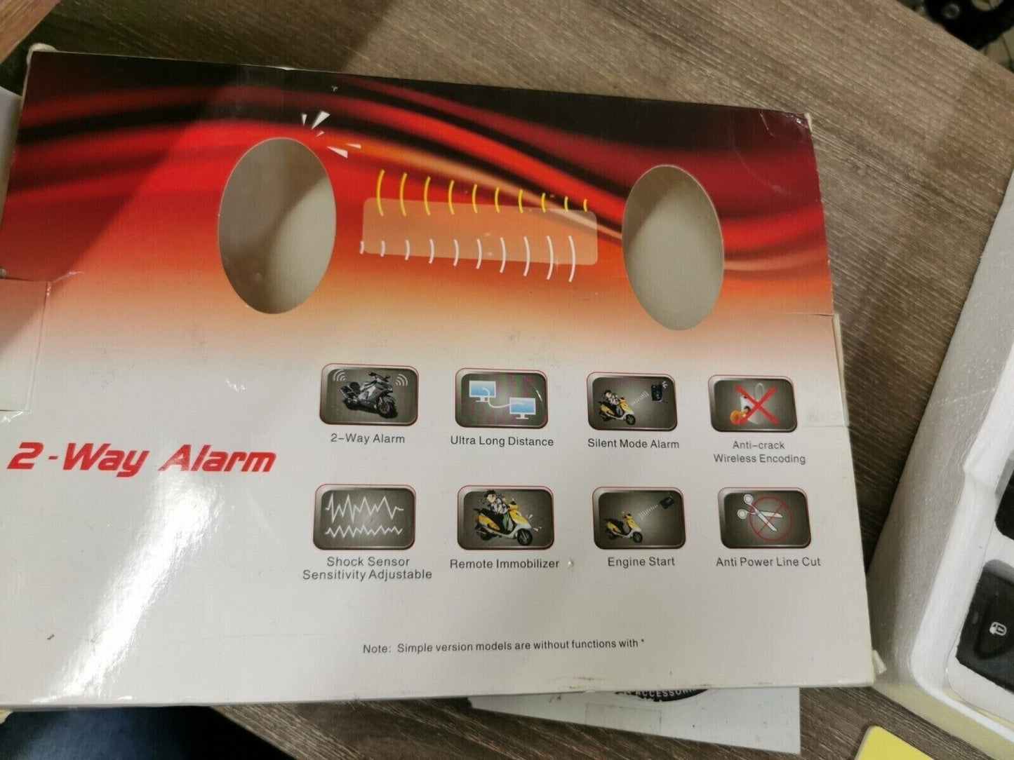 NOS 2 WAY ALARM MOTORCYCLE ALARM CONTROL SIREN VIBRATE KCE-6300 J48