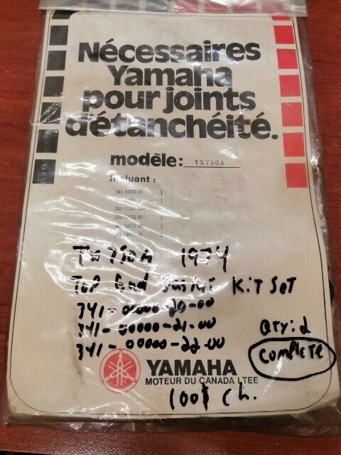 NOS Yamaha 1974 TX750A TOP END GASKET KIT SET 341-00000-20-00 341-00000-21- Y133