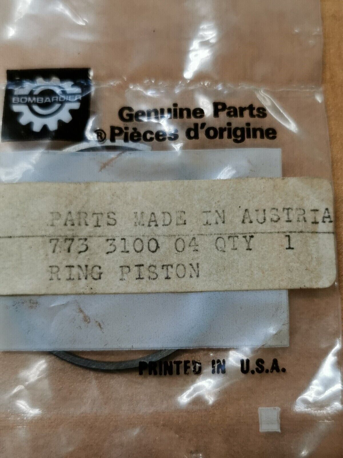 NOS BOMBARDIER PUCH MAXI PISTON RING 38MM 773-310-004 P1