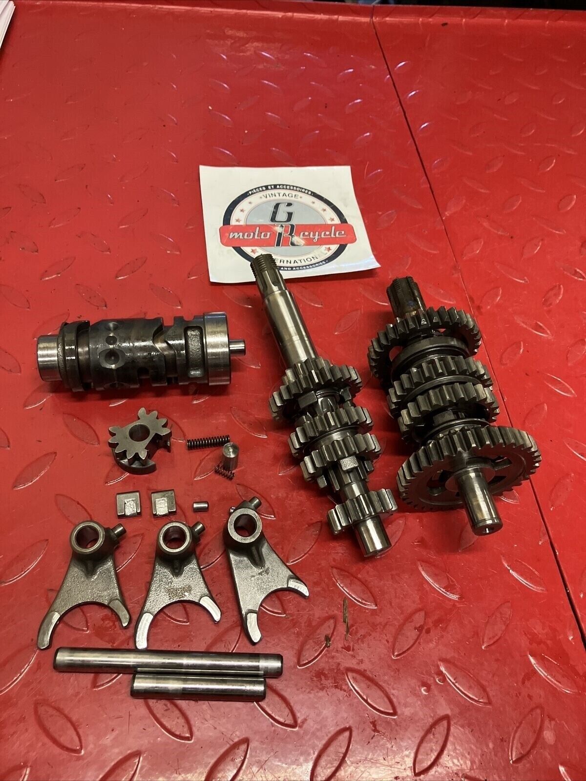 Suzuki DS100 1978 transmission gearshift gear shift drum cam forks axle shaft