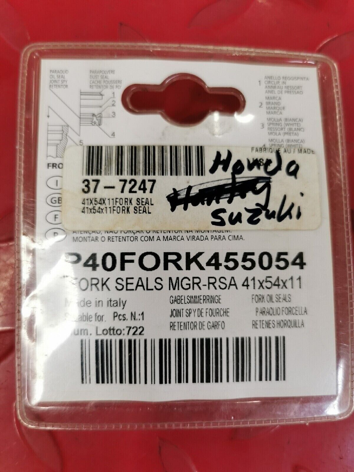 NOS ATHENA FORK OIL SEAL 41X54X11 HONDA SUZUKI DUCATI BUELL P40FORK455054 J13