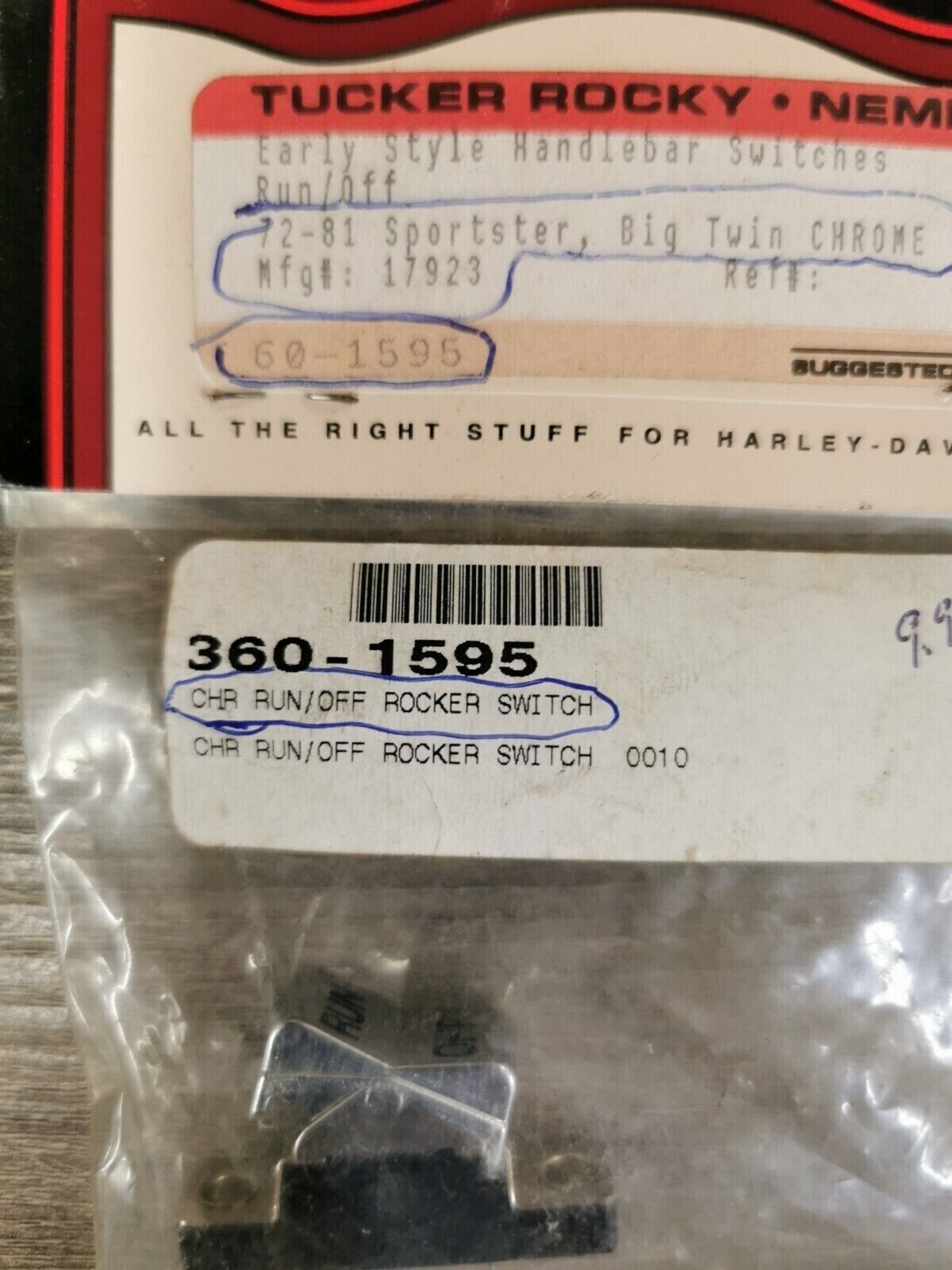 NOS BIKERS CHOICE SPORTSTER BIG TWIN RUN OFF SWITCH 60-1595 J27