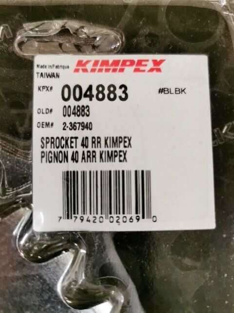 NOS KIMPEX IT250 XT500 YZ465 YFZ350 Rear Drive Sprocket 40T 004883 J59