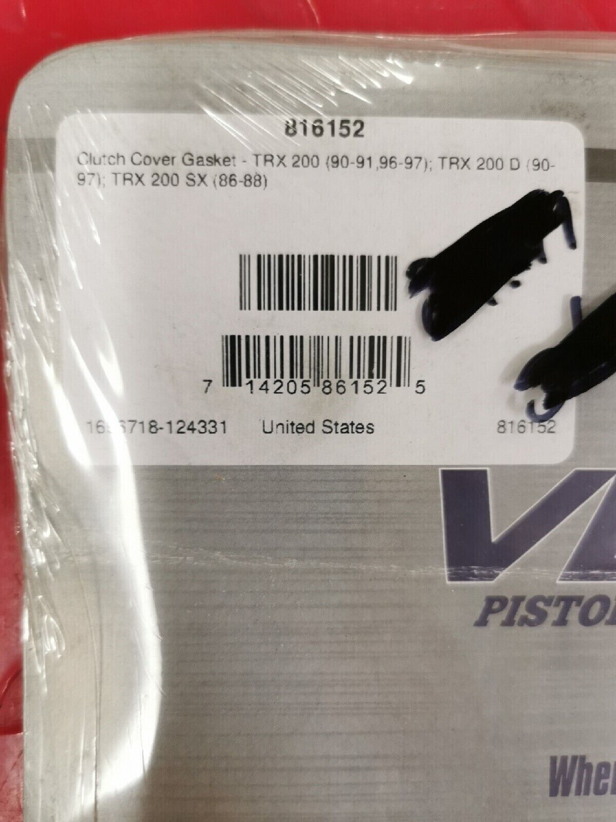NOS VERTEX HONDA TRX200 1990 1991 1996 1997 CLUTCH COVER GASKET 816152 J14