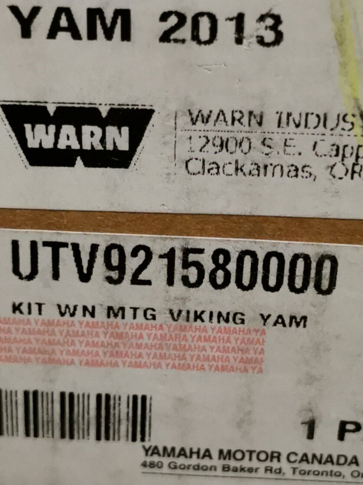 NOS YAMAHA Winch Mount Kit WARN 92158 UTV-92158-00-00