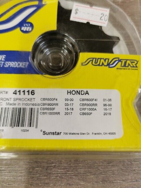 NOS SUNSTAR CBR600F CBR900R CB650F  Front Countershaft Sprocket 16T 41116 J57