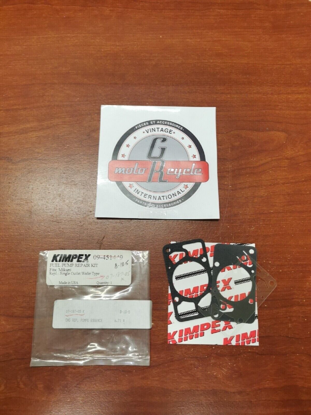 NOS Mikuni SINGLE PUMP WAFER FUEL PUMP GASKET REPAIR KIT 07-187-05 Y75