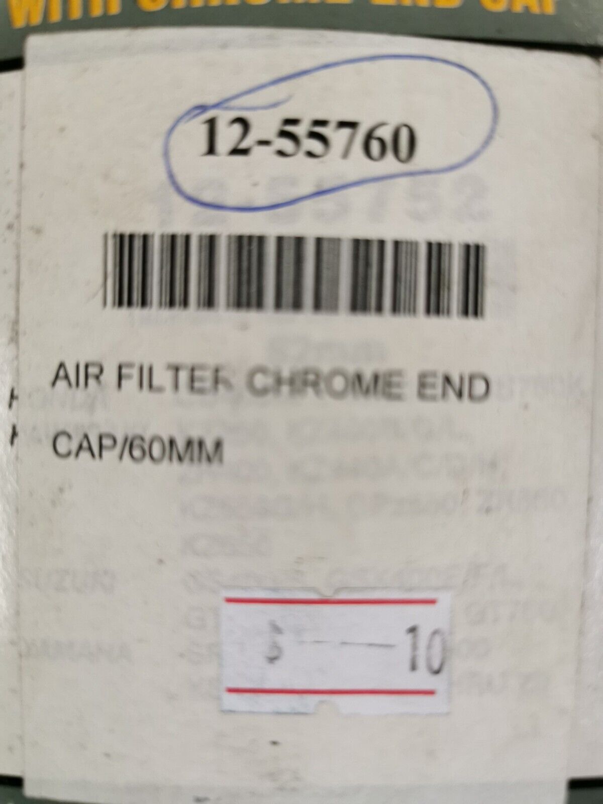 NOS EMGO AIR FILTER Clamp-On Pod 60mm 12-55760 J36