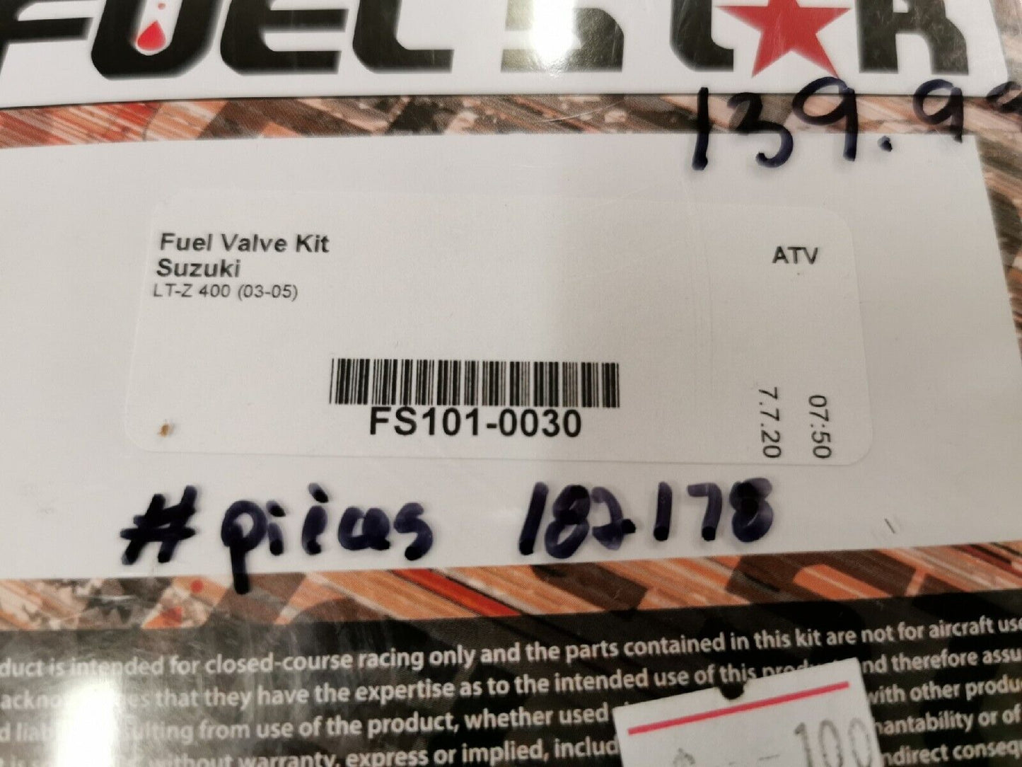 NOS FUEL STAR Suzuki LTZ400 2003 - 2005 Fuel Valve Kit 182178 J12