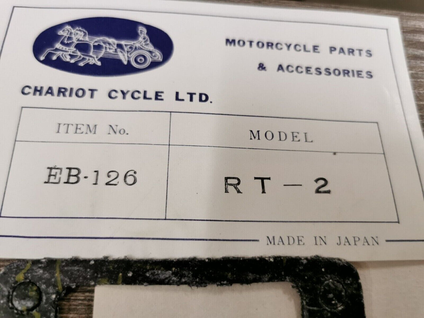 NOS CHARIOT CYCLE GASKET KIT SET INCOMPLETE MODEL RT 2 EB-126 J48