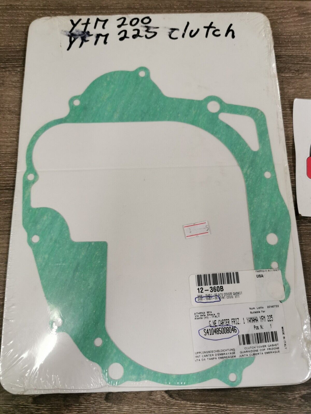 NOS ATHENA YTM200 YFM225 GASKET COVER CLUTCH S410485008046 J45