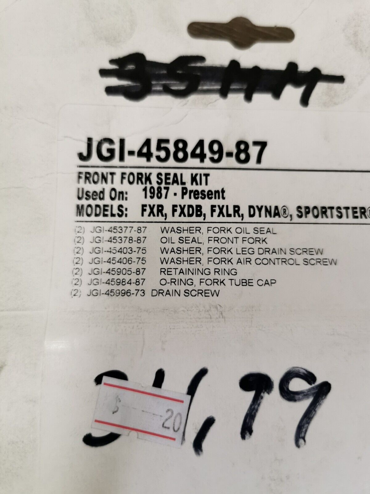 NOS James Gasket FXR FXDB FXLR DYNA FRONT FORK SEAL KIT JGI-45849-87 J45