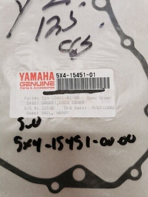 NOS Yamaha CRANK CASE COVER GASKET 5X4-15451-01-00 SUB 5X4-15451-00-00 Y107