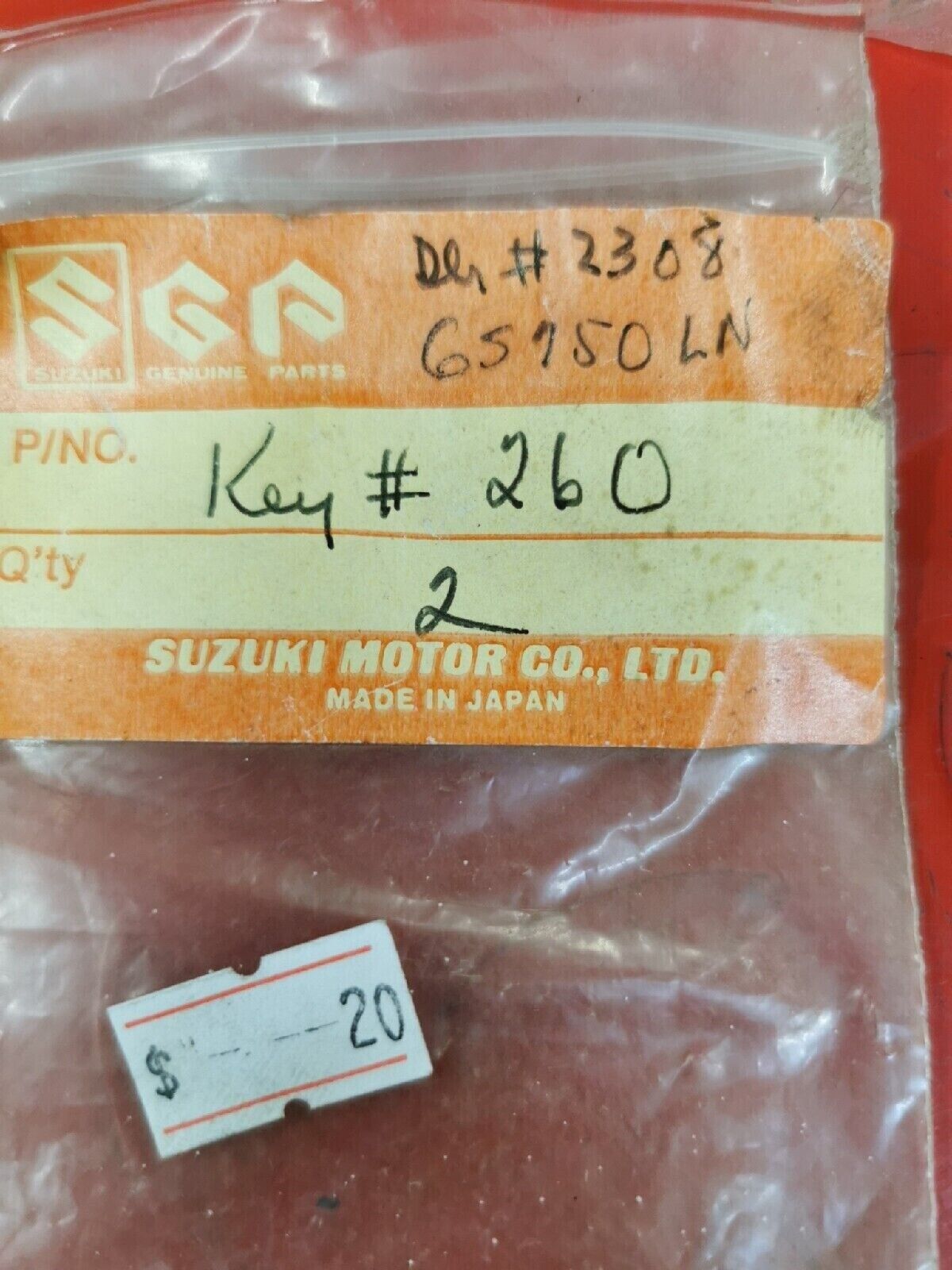 NOS SUZUKI GS750L 1979 PRECUT KEY 260 S12